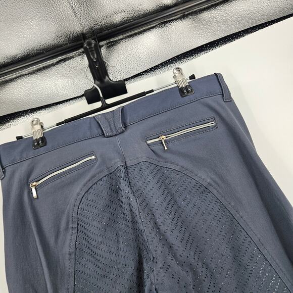 Equiline Cedar Pants Gray Full Grip Breeches Zipped Pocket Skinny Size 44 US M - Picture 5 of 8